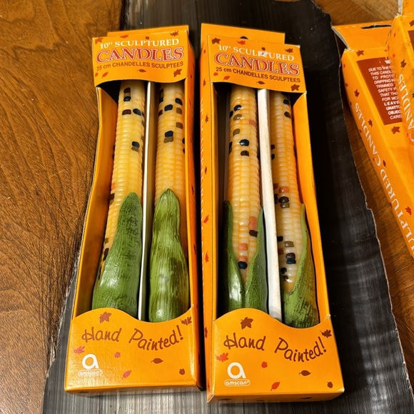 Vintage NOS Amscan Corn Hand Sculpted Painted Tapered Candles Fall Thanksgiving - Picture 7 of 11